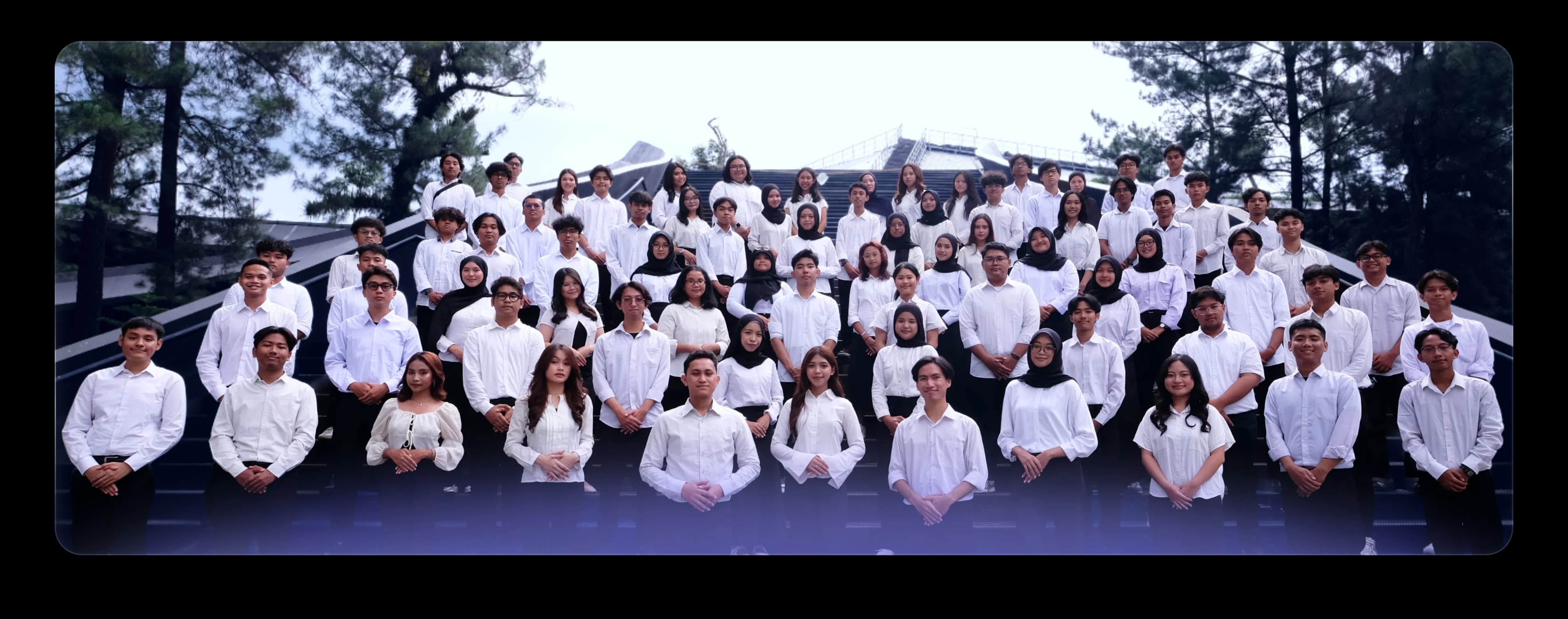 Members of the SPE UGM Student Chapter together on the campus steps